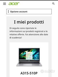 Acer Aspire A315-510P - 8 Gb LPDDR5 - SSD 256 Gb