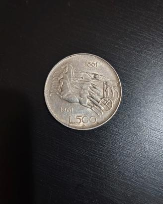500 lire in argento "Centenario dell'Unità di ital