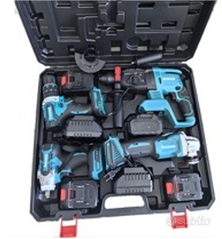 kit 4 utensili industriali brushless + 2 batterie 