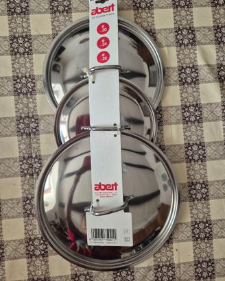 Set 3 coperchi marca Abert in acciaio Inox