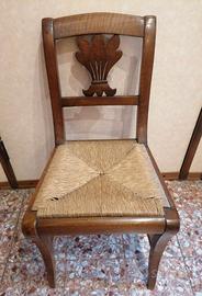 Serie di 4 sedie in noce, d'epoca '800.