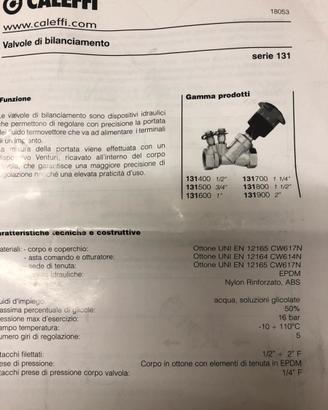 Valvola di bilanciamento venturi