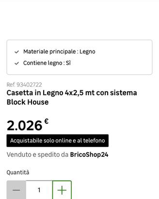 Casetta in legno  4x2.50