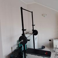 Rack in metallo + bilancere e 10 pesi da 10 Kg