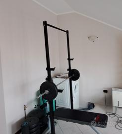 Rack in metallo + bilancere e 10 pesi da 10 Kg