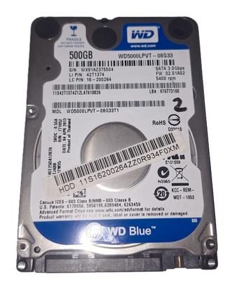 HDD 500GB WD Blue 2,5" SATA 3.0 modello WD5000LPVT