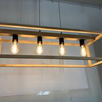 Lampadario "industriale"  legno/metallo