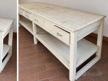Tavolo antico in legno massello 390x75 6 cassetti