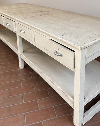 Tavolo antico in legno massello 390x75 6 cassetti