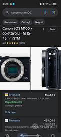 Canon EOS m 100 come nuova