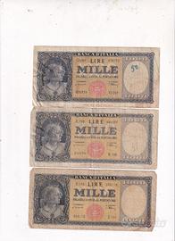 italia 5 banconote da 1000 e 1 da 500 lir