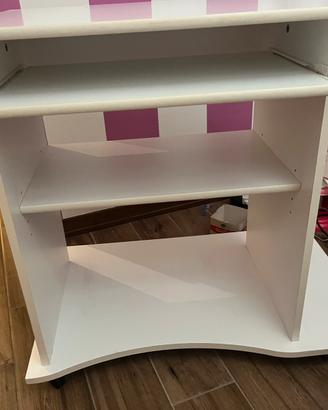 Scrivania porta pc con rotelle