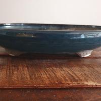 vaso bonsai gres smaltato blu