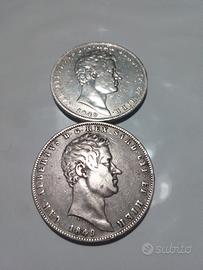 2 Carlo Alberto 5 lire 1849