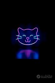 Lampada neon led a forma di gatto