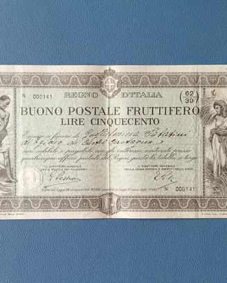 Raro Buono Postale Fruttifero 1932 - 500 lire