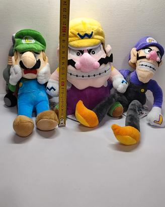 Set 3 Peluche Super Mario Luigi Wario Waluigi