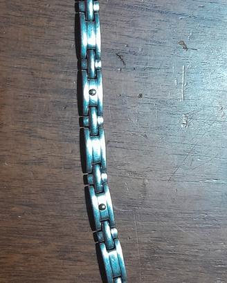 Bracciale in Acciaio con Palline Dorate 