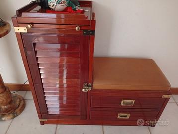 Mobiletto stile marina laccato lucido mogano rosso