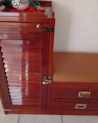 Mobiletto stile marina laccato lucido mogano rosso