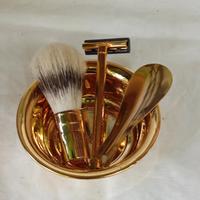 set da barba  in ottone lucido 
