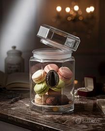 Biscottiera Barattolo Cristallo Argento 925 NUOVO 