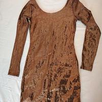 Vestitino paillettes marrone taglia S foderato gla