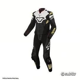 MACNA Tuta Moto Pelle Uomo TRACKTIX 2 pezzi Bianca