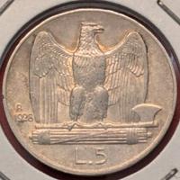 5 Lire 1928 Rara - 1 Rosetta Regno d'Italia