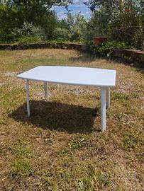 8 x Tavolino basso giardino acciaio bianco opaco