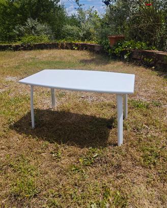 8 x Tavolino basso giardino acciaio bianco opaco