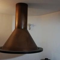 Grande cappa conica sospesa rame e legno