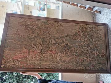 Grande arazzo da parete con cornice in legno