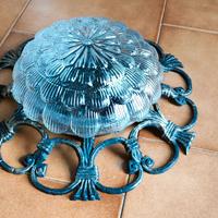 Lampada antica ferro battuto e vetro