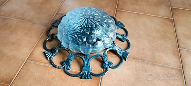 Lampada antica ferro battuto e vetro