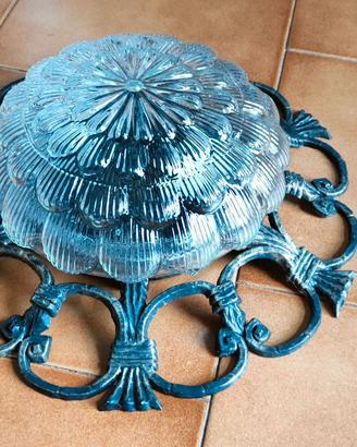 Lampada antica ferro battuto e vetro