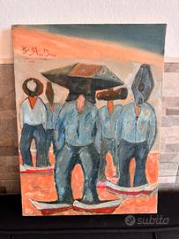Quadro olio su tela Franco Nicodemo 1977