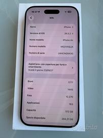 IPhone Air 512GB + AppleCare+(Furto/Smarrimento)