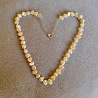 Collana perle Keshi chius. e catenella argento 925