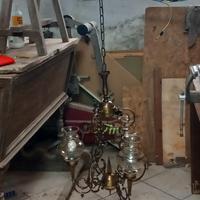 lampadario ottone vintage a tre luci