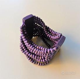Bracciale elastico in legno viola