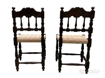 set di 2 Sedie Mid-Century in legno intagliato