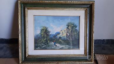Dipinto a olio anni'60, cornice arte fiorentina