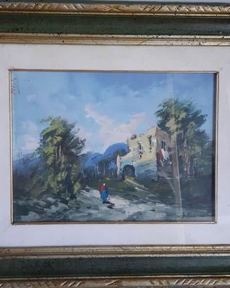 Dipinto a olio anni'60, cornice arte fiorentina