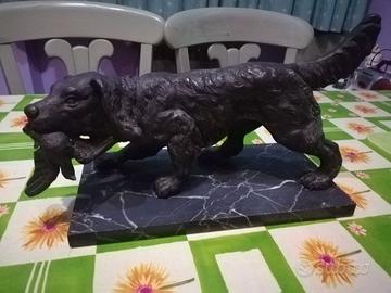 Scultura in bronzo cane da caccia