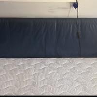 Letto in pelle blu con materasso morpheus incluso