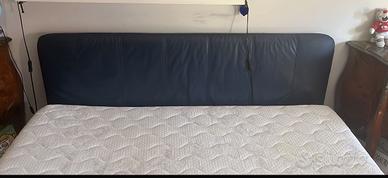 Letto in pelle blu con materasso morpheus incluso