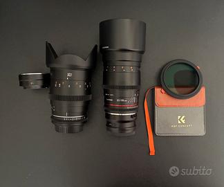 Samyang Cine 35 e 135mm + adapt. Urth + K&F ND/CPL