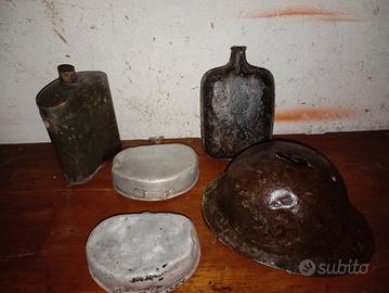 Cimeli Ww1 Ww2 Militaria Elmetto gavettini borracc