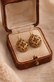 Orecchini antichi vintage anni 50 dorati